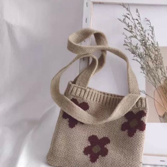 Handbags - Floral Mini Knit Tote